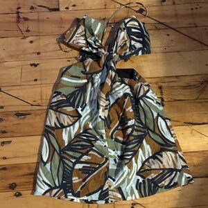 Zara Dress with Leaf Print in Brown and Green cutout